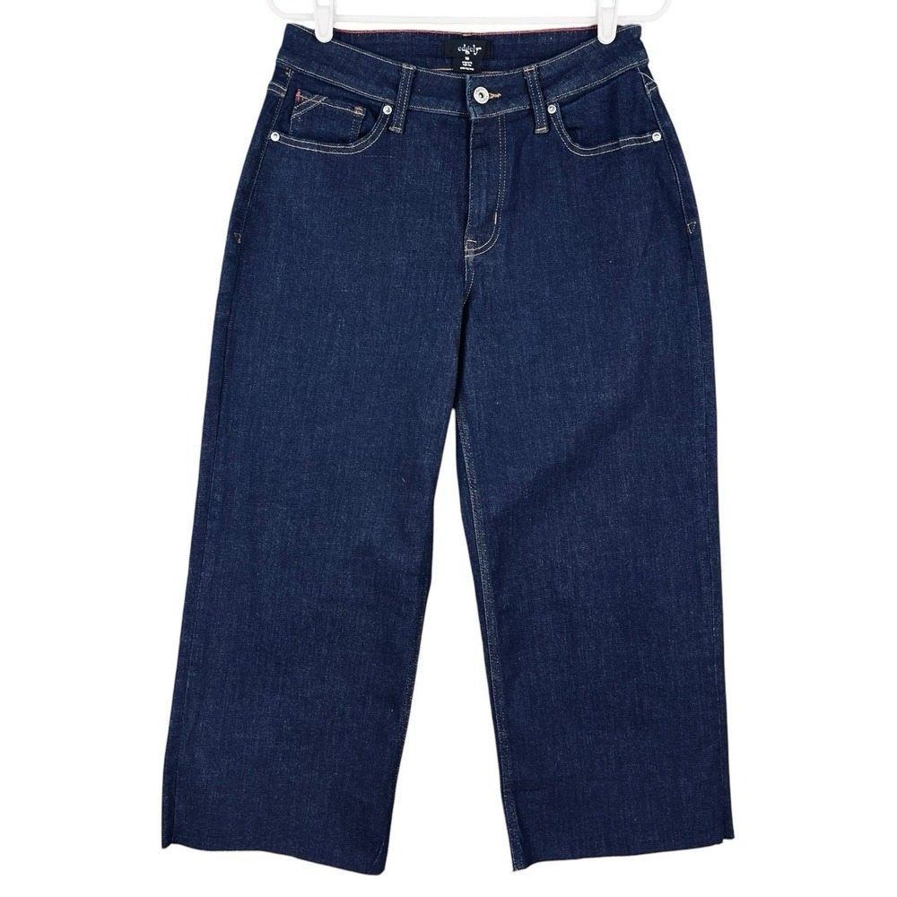 Edgely Women's Navy Denim Crop Jean Size 10 Original Fit Wide-Leg High Rise NWOT